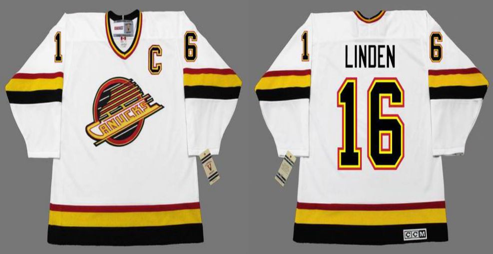 2019 Men Vancouver Canucks 16 Linden White CCM NHL jerseys1